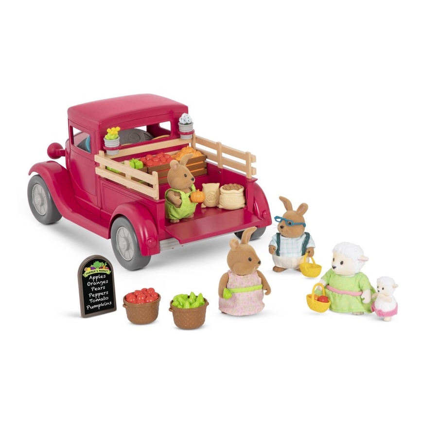 Li'l Woodzeez - Spielzeug-Set Bauernhof-Truck mit Verkaufsstand 3xAAA