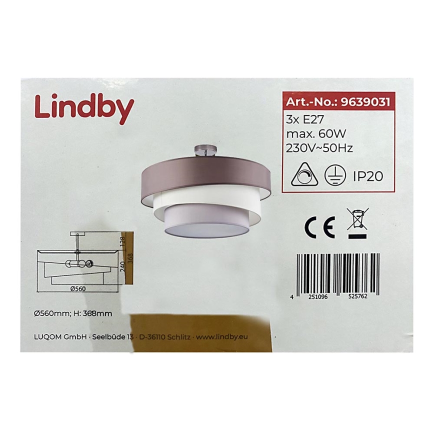 Lindby - Aufbauleuchte MELIA 3xE27/60W/230V