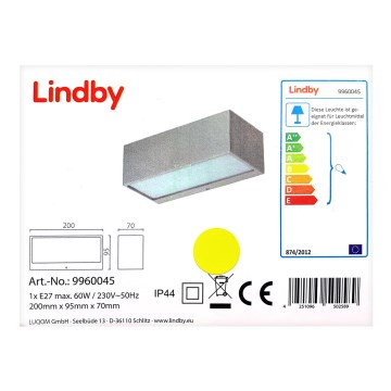 Lindby - Außenwandleuchte LEONORA 1xE27/60W/230V IP44