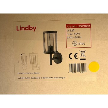 Lindby - Außenwandleuchte YONAN 1xE27/40W/230V IP44