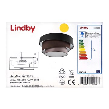Lindby - Deckenleuchte MELIA 3xE27/60W/230V