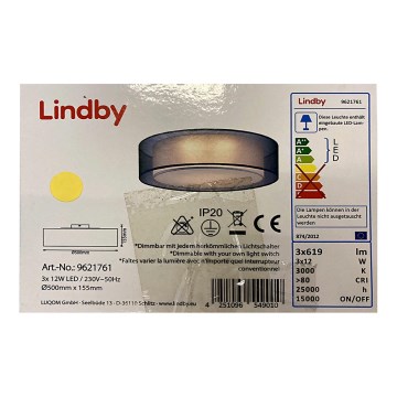 Lindby - Dimmbare LED-Deckenleuchte AMON 3xLED/12W/230V