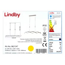 Lindby - Dimmbare LED-Hängeleuchte an Schnur AURON 2xLED/12W/230V