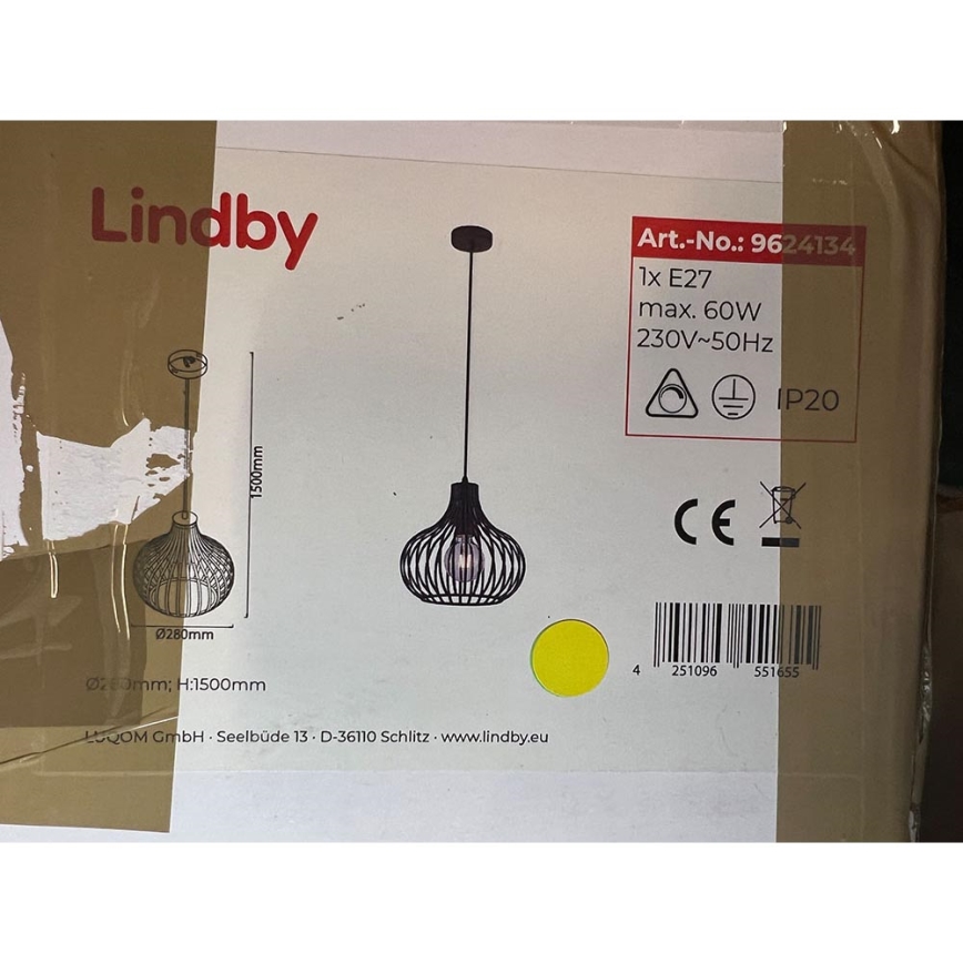 Lindby - Hängeleuchte an Schnur FRANCES 1xE27/60W/230V