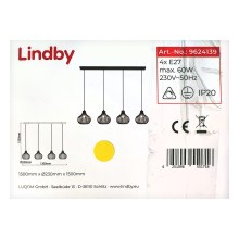 Lindby - Hängeleuchte an Schnur FRANCES 4xE27/60W/230V