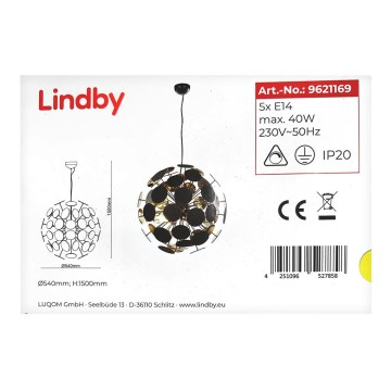 Lindby - Hängeleuchte an Schnur KINAN 5xE14/40W/230V
