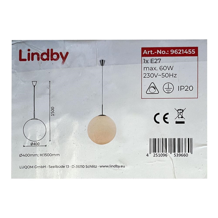 Lindby - Hängeleuchte an Schnur MARIKE 1xE27/60W/230V