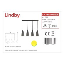 Lindby - Hängeleuchte an Schnur SANNE 4xE27/15W/230V