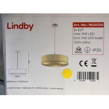 Lindby - Hängeleuchte an Schnur SEBATIN 3xE27/11W/230V
