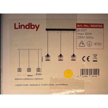 Lindby - Hängeleuchte an Schnur VELLA 3xE27/60W/230V