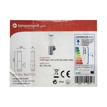 Lindby - LED-Außenleuchte mit Sensor BINKA 1xE27/11W/230V + LED/0,7W/230V IP44