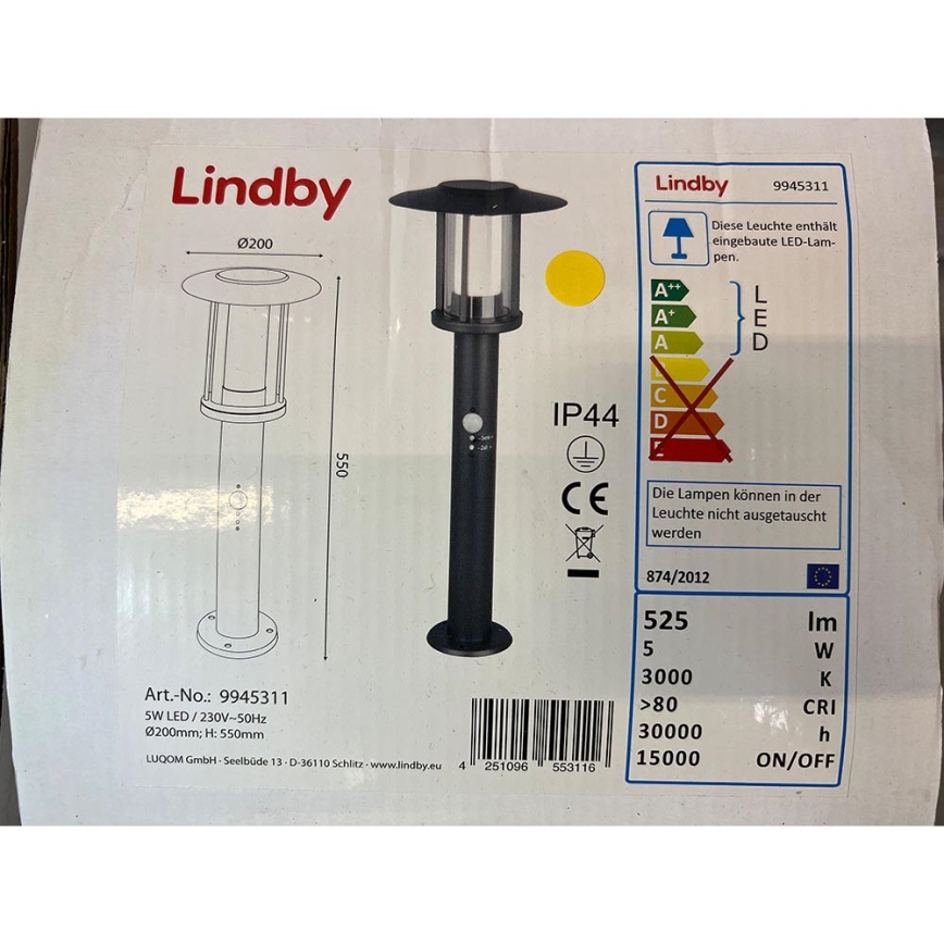 Lindby LEDAußenleuchte mit Sensor GREGORY LED/5W/230V IP44