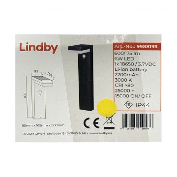 Lindby – LED-Solarlampe mit Sensor CHIOMA LED/6W/3,7V IP44