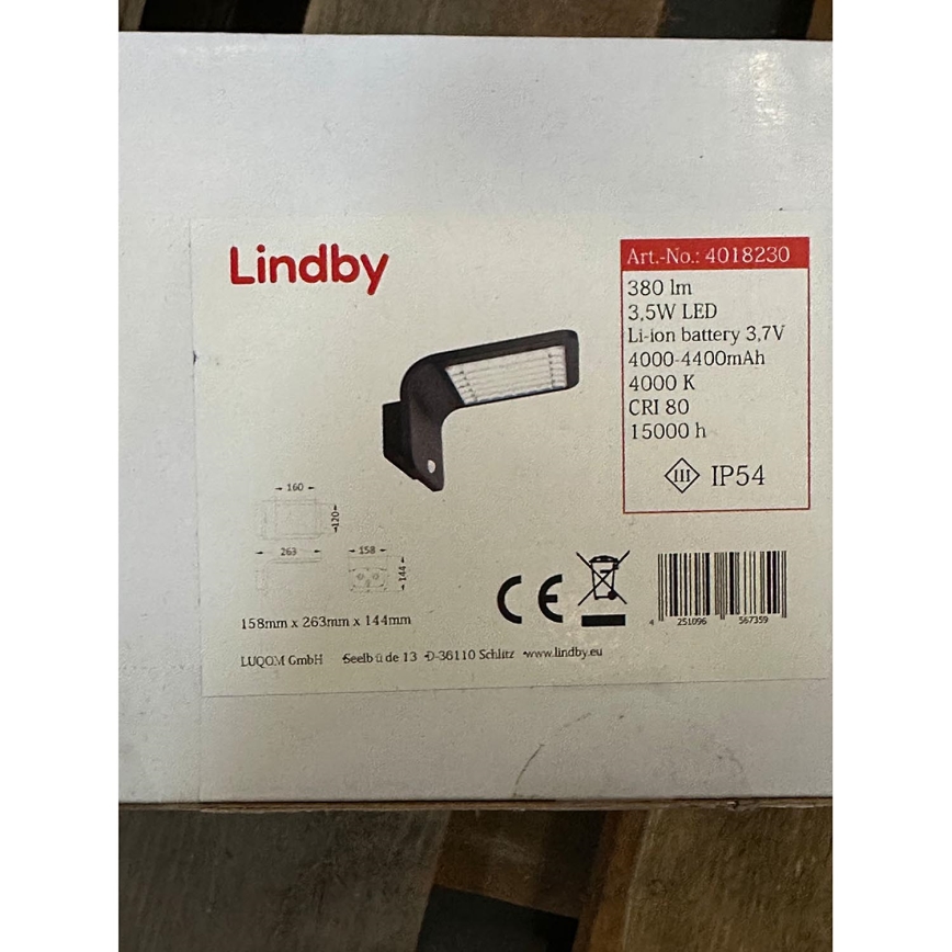 Lindby - LED-Solarleuchte mit Sensor KOLENO LED/3,5W/3,7V 4000K 4400 mAh IP54