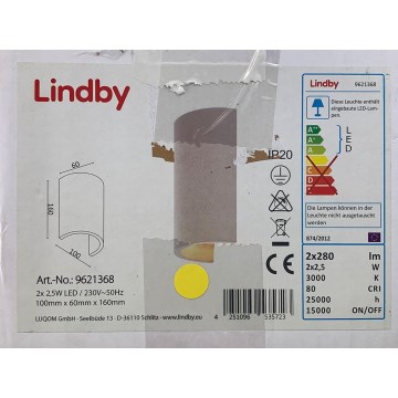 Lindby - LED-Wandbeleuchtung JENKE 2xLED/2,5W/230V Gips