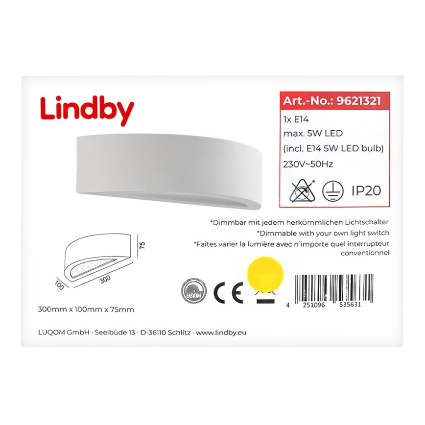Lindby - LED Wandleuchte AUREL 1xE14/5W/230V