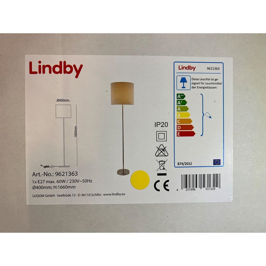 Lindby - Stehleuchte PARSA 1xE27/60W/230V