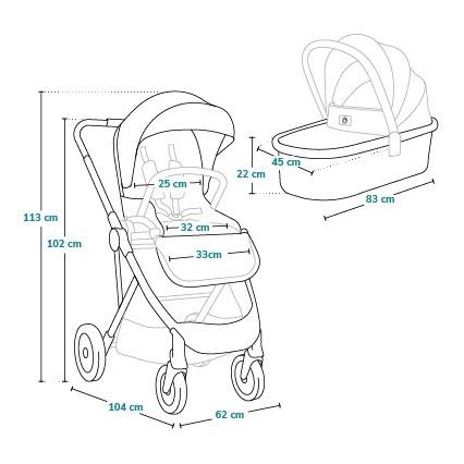 Lionelo - 2-in-1 Kombikinderwagen AMBER Navyblau