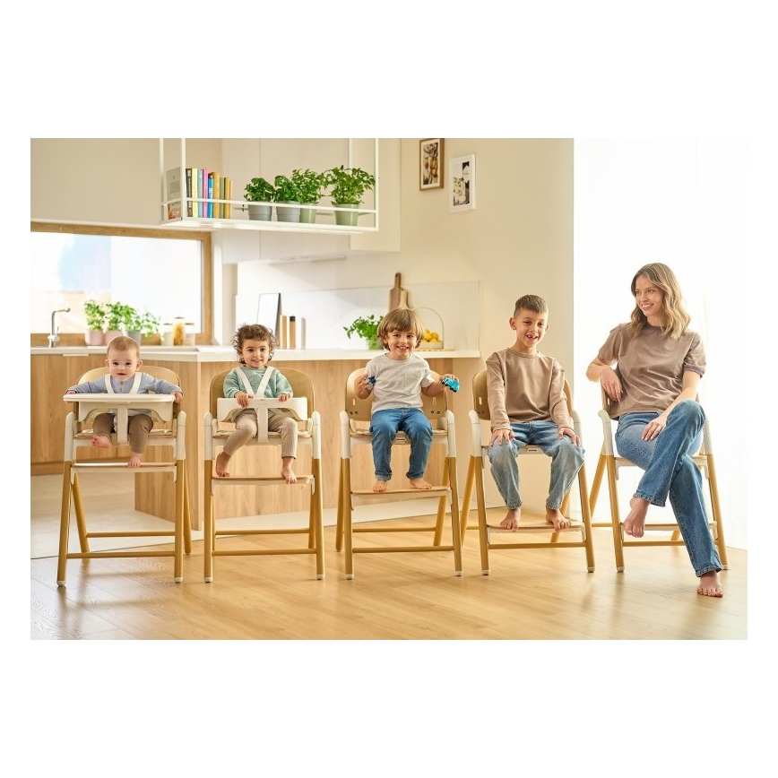 Lionelo - 3-in-1 Kinderhochstuhl CELIA Grau-Holz