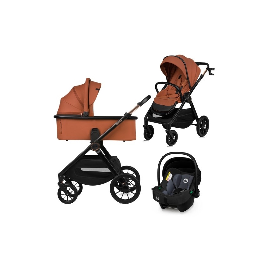 Lionelo - 3-in-1 Kombi-Kinderwagen LAYLA Brown Rust