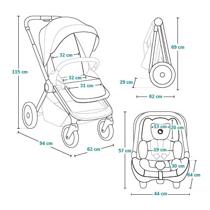 Lionelo - 3-in-1 Kombi-Kinderwagen LAYLA Brown Rust