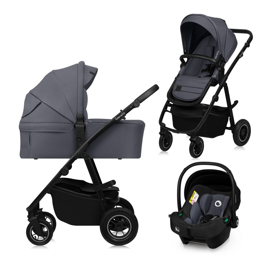 Lionelo - 3-in-1 Kombikinderwagen AMBER PLUS Grau Graphite