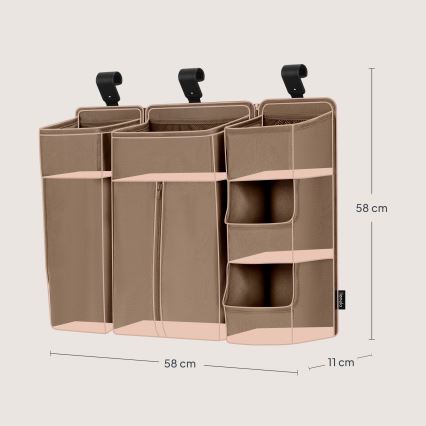 Lionelo - 3-in-1 SIDEPOCKET Organizer für das Babybett, Beige