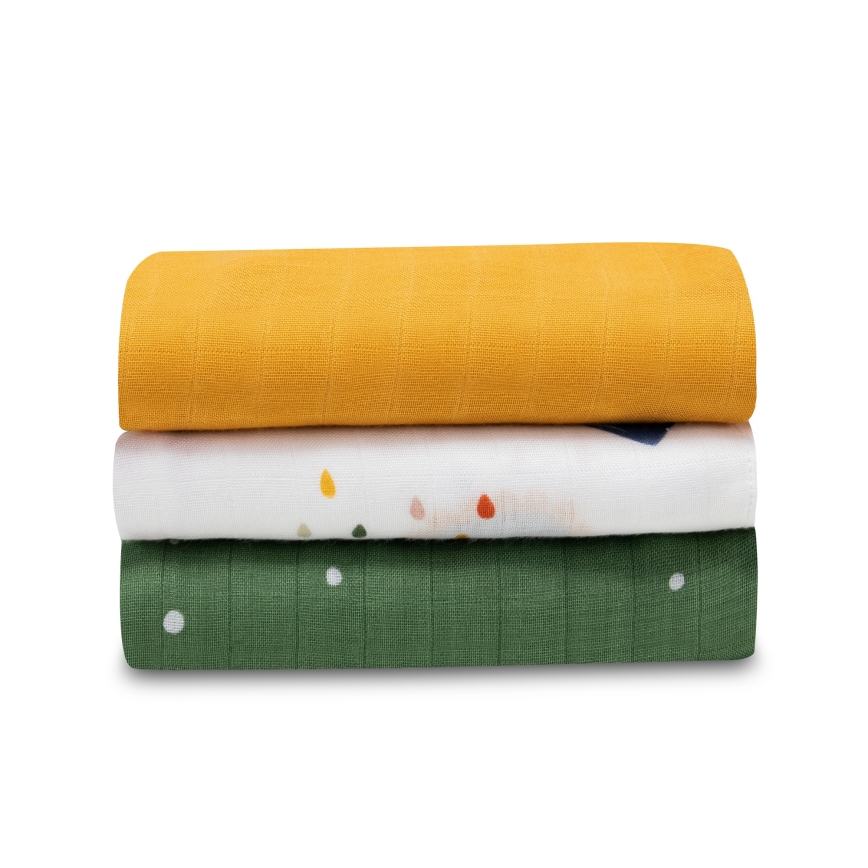 Lionelo - 3er SET Bambus-Windeln BAMBOO 70x70 cm Dino