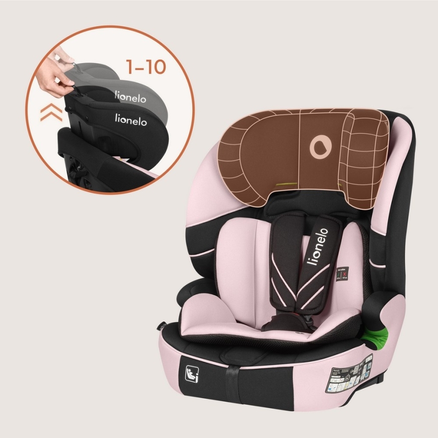 Lionelo - Autokindersitz LEVI FIX i-Size 76-150 cm Babyrosa