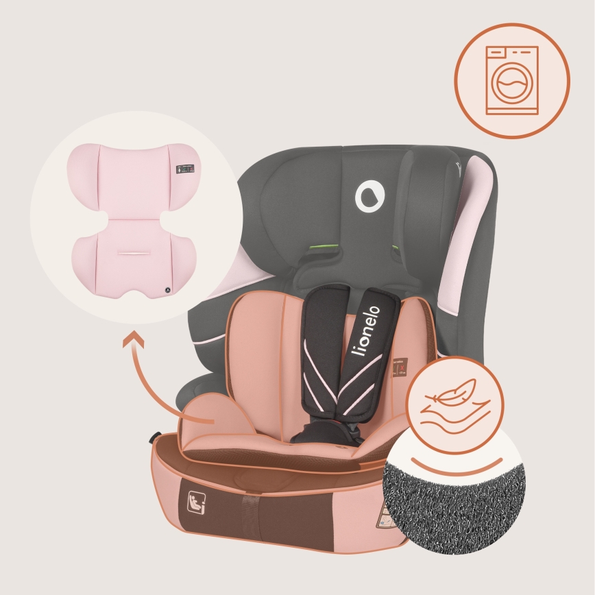 Lionelo - Autokindersitz LEVI FIX i-Size 76-150 cm Babyrosa