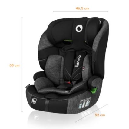 Lionelo - Autokindersitz LEVI ONE i-Size 76-150 cm schwarz/grau