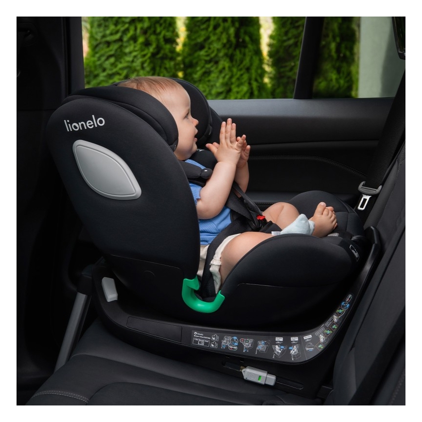 Lionelo - Autokindersitz mit drehbarer Basis BRAAM i-Size 40-150 cm Schwarz-Carbon