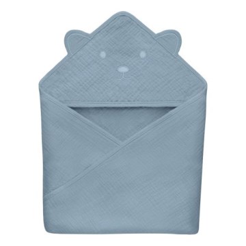 Lionelo - Baby Kapuzenhandtuch MUSLIN HOODED TOWEL Grau Himmel
