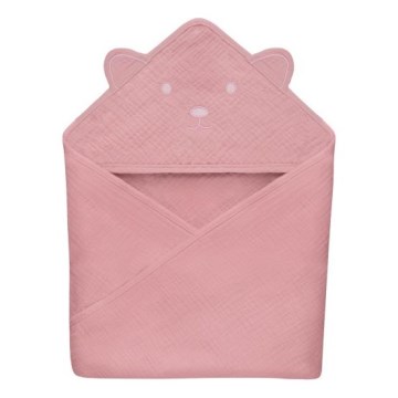 Lionelo - Baby Kapuzenhandtuch MUSLIN HOODED TOWEL Pink