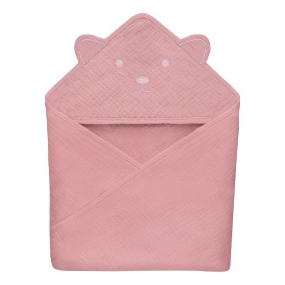 Lionelo - Baby Kapuzenhandtuch MUSLIN HOODED TOWEL Pink