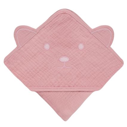 Lionelo - Baby Kapuzenhandtuch MUSLIN HOODED TOWEL Pink