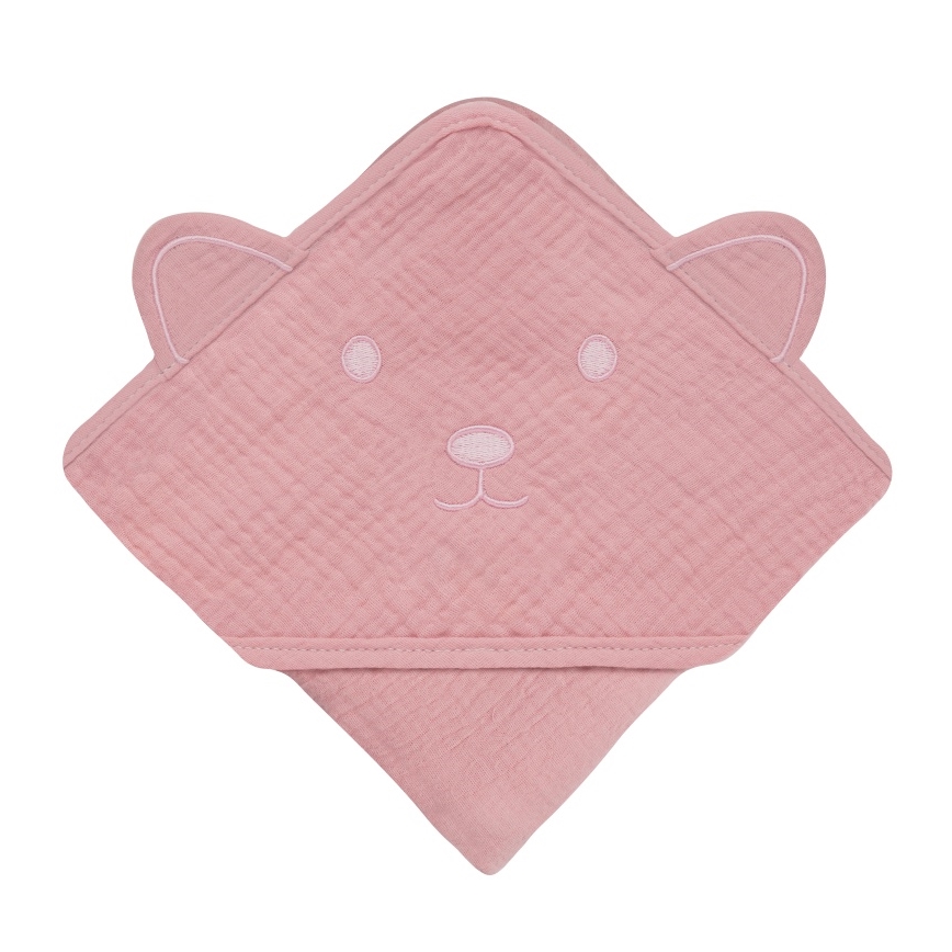 Lionelo - Baby Kapuzenhandtuch MUSLIN HOODED TOWEL Pink