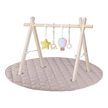 Lionelo - Baby-Spieldecke mit Holzspielbogen ANIS