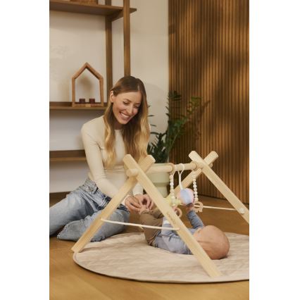 Lionelo - Baby-Spieldecke mit Holzspielbogen ANIS