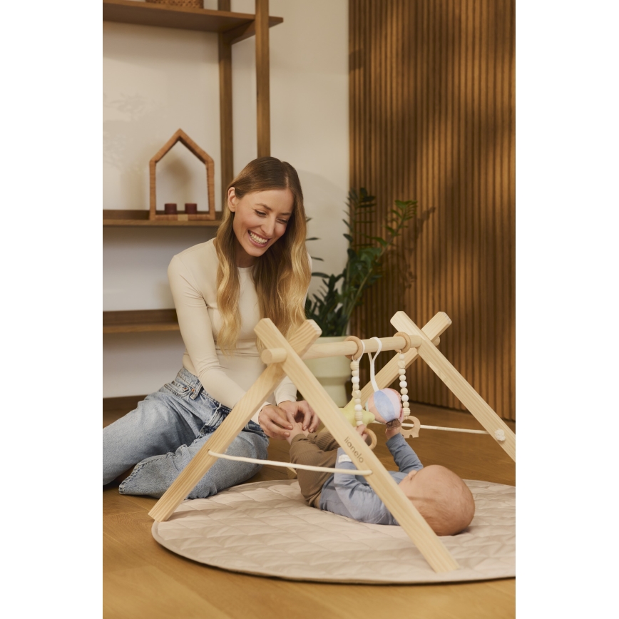 Lionelo - Baby-Spieldecke mit Holzspielbogen ANIS