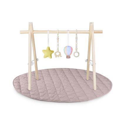 Lionelo - Baby-Spieldecke mit Holzspielbogen ANIS