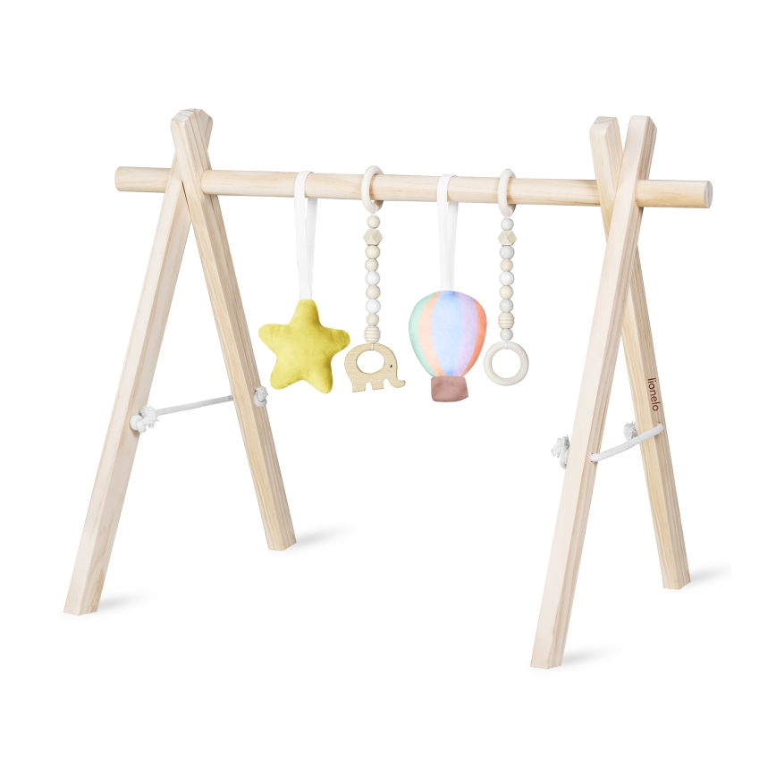 Lionelo - Baby-Spieldecke mit Holzspielbogen ANIS