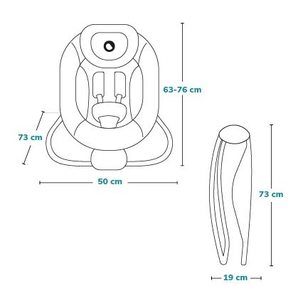 Lionelo - Baby-Wippe mit Vibrationsfunktion und Melodie PASCAL 2×AA grau/türkis