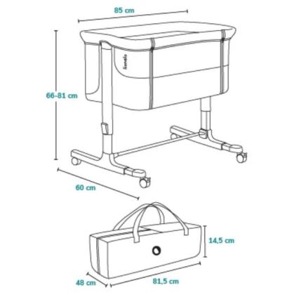 Lionelo - Babybett 3-in-1 AURORA dunkelgrau