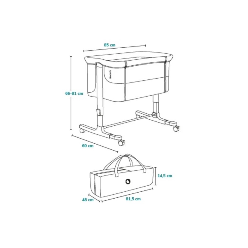 Lionelo - Babybett 3-in-1 AURORA schwarz