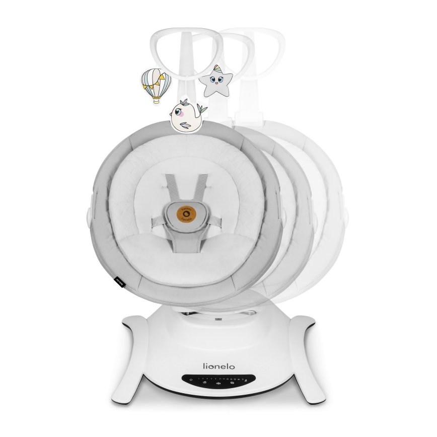 Lionelo - Babyschaukel mit Melodie BELLA Grau Beton + Fernbedienung
