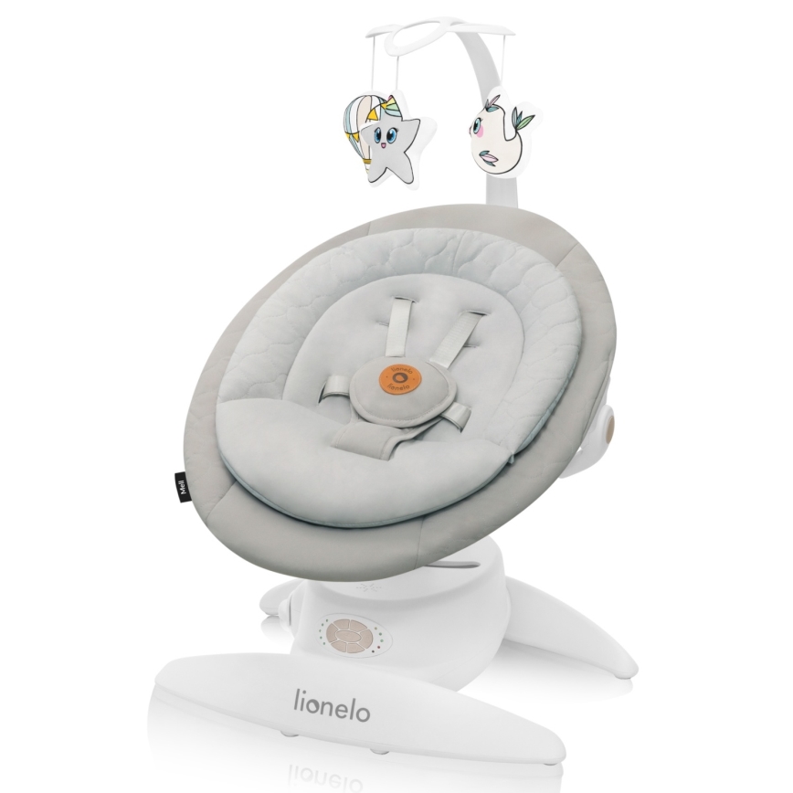 Lionelo - Babyschaukel mit Melodie MELL Beige Sand 4xAA + Fernbedienung