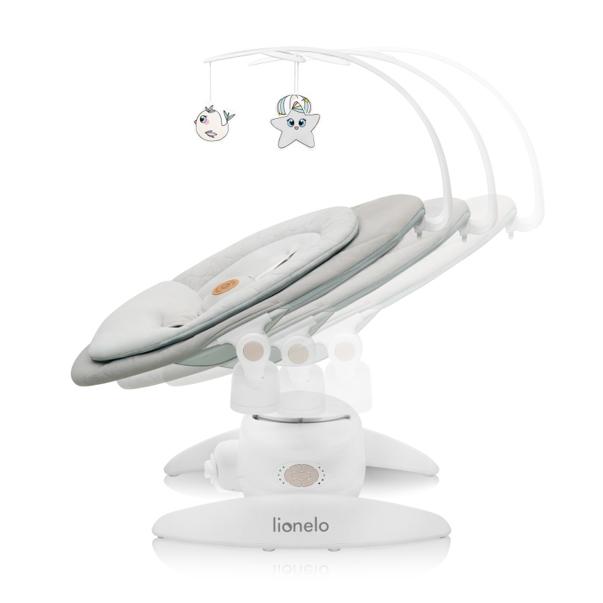 Lionelo - Babyschaukel mit Melodie MELL Beige Sand 4xAA + Fernbedienung
