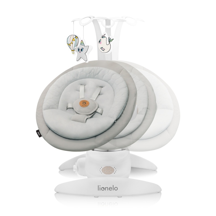 Lionelo - Babyschaukel mit Melodie MELL Beige Sand 4xAA + Fernbedienung