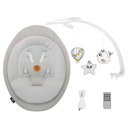 Lionelo - Babyschaukel mit Melodie MELL Beige Sand 4xAA + Fernbedienung